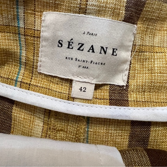 Sezane High Waist Plaid Linen Shorts  10US 42EU - Picture 5 of 7